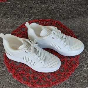 Michael Kors White Platform Sneakers with Gold Accents NWOT
